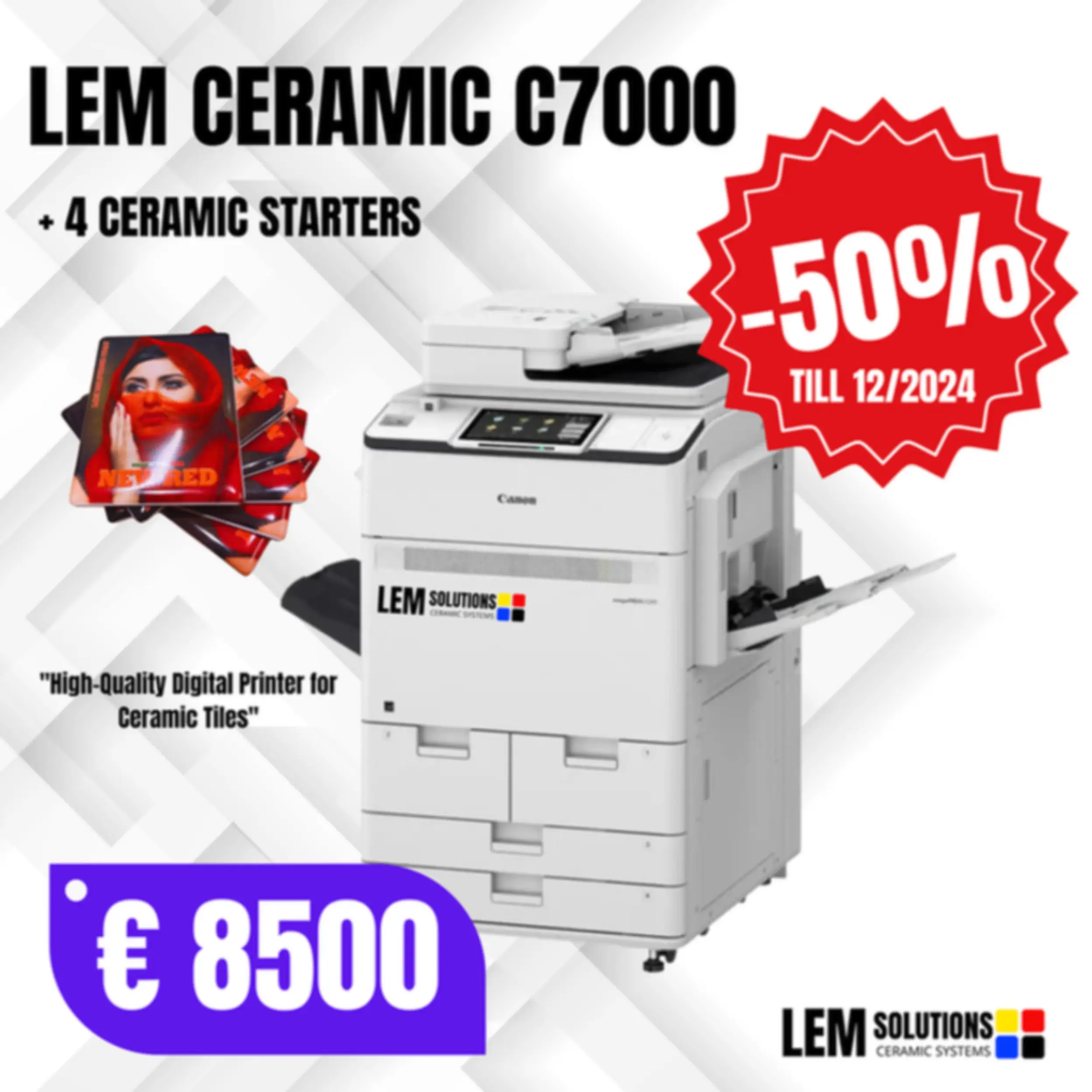 LEM CERAMIC C7000 - Stampante Digitale per Piastrelle Ceramiche con sconto 50% Offerta speciale LEM CERAMIC C7000 con sconto del 50%